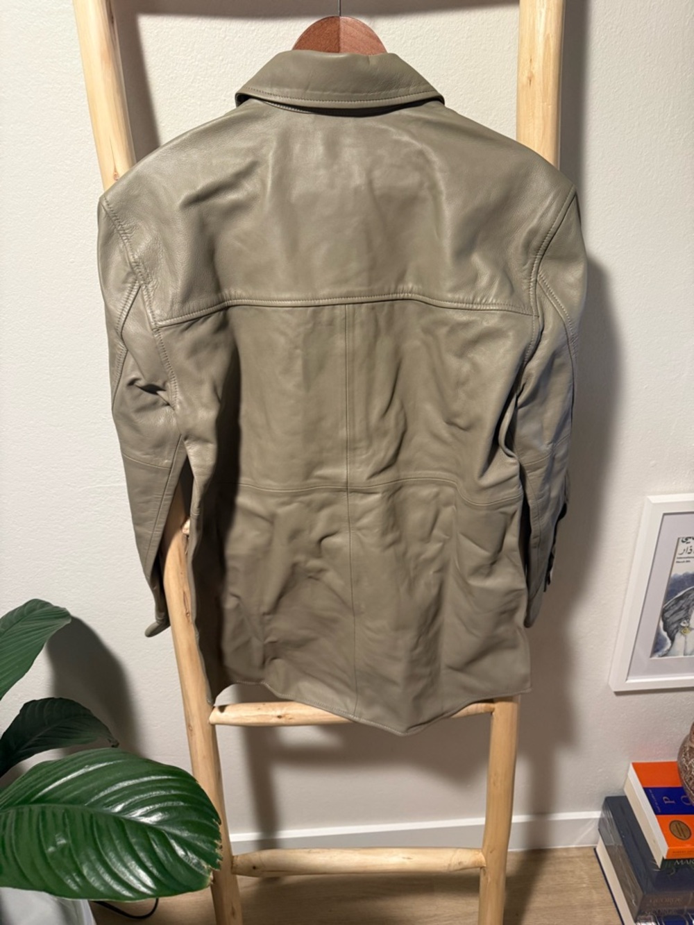 Quince Olive-Tone Leather Button-Up Jacket - Picture 4 of 6